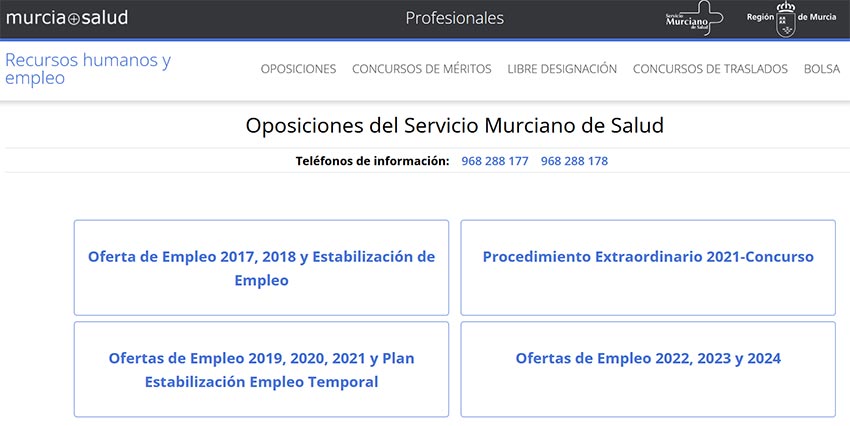 Distribución de plazas de la Oferta de Empleo Público SMS